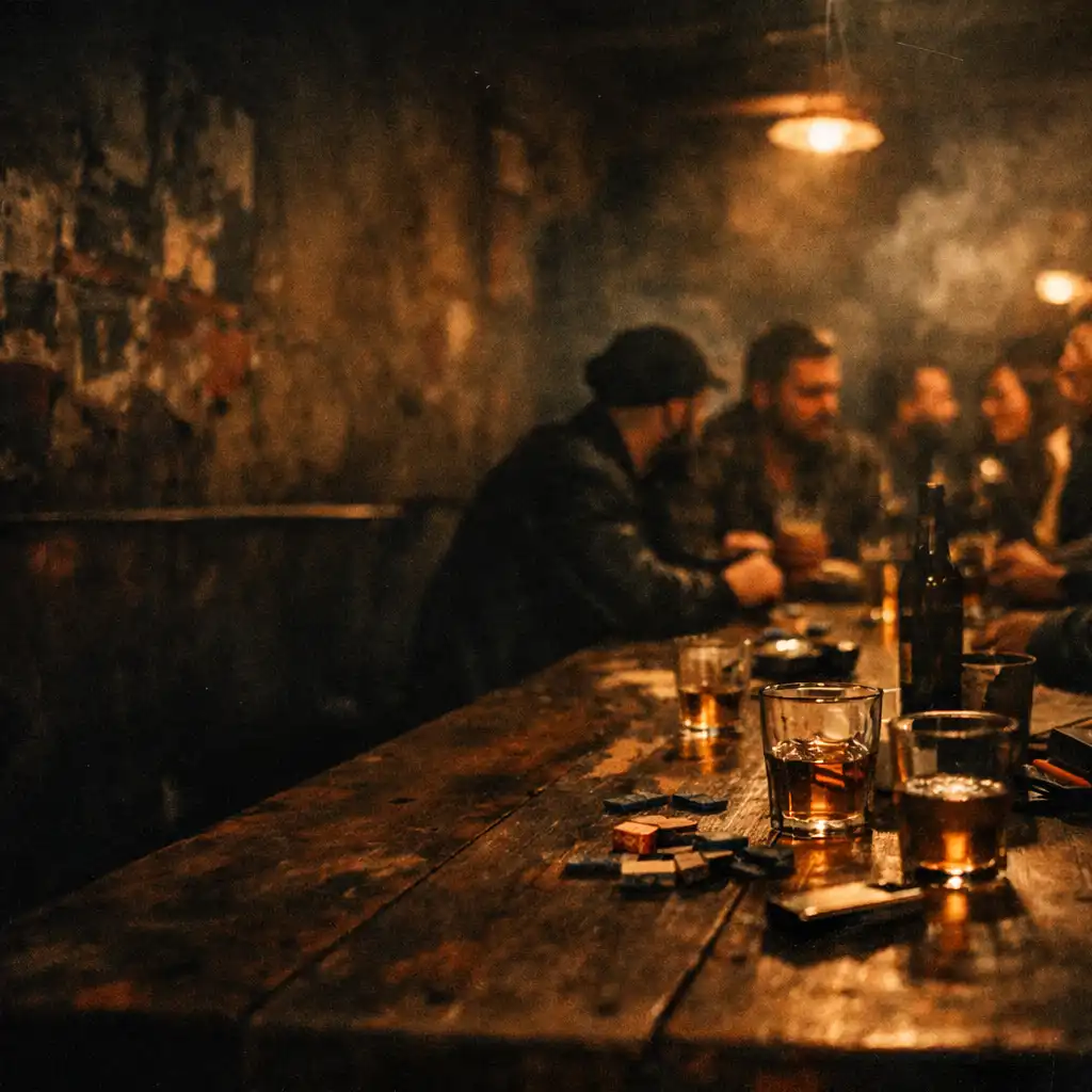 Underground városi enteriőr pókerasztallal